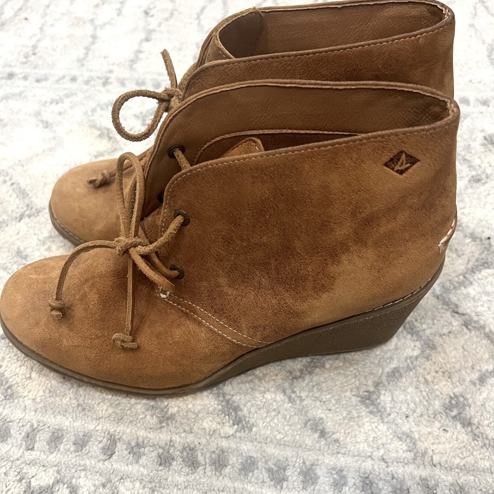 SEXY Little SPERRY Wedgies  Ankle Boots GENUINE SUEDE LEATHER